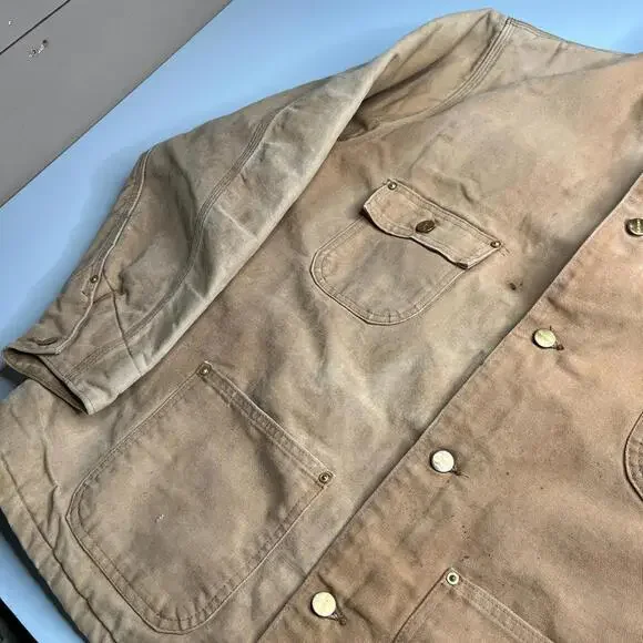 Vintage Carhartt Chore Jacket XL Brown Duck Canvas Blanket Lined Workwear USA